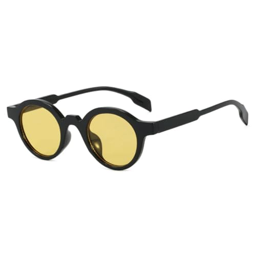 FORLUZ Trendy Kleine Runde Rahmen Beliebte Damen Sonnenbrille Steampunk Herren Shade Eyewear UV400 (Schwarz Gelb) von FORLUZ