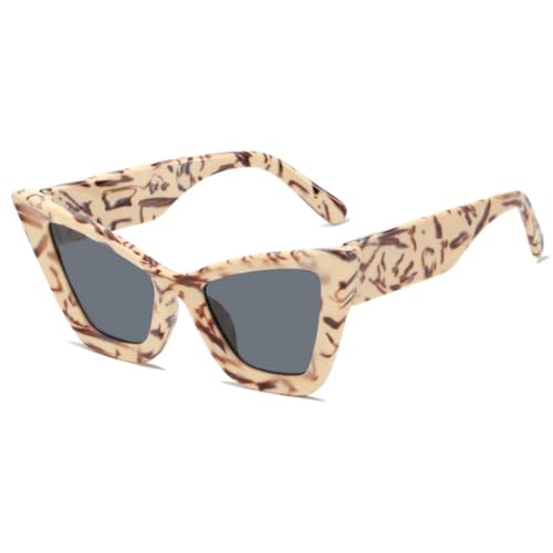 FORLUZ Übergroße Cat-Eye-Sonnenbrille für Damen, UV400 (Beige-Grau) von FORLUZ