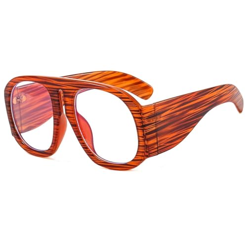 FORLUZ Übergroße Goggle-Sonnenbrille für Damen, Steampunk, großer Rahmen, Verlaufsgläser (braun-klar) von FORLUZ