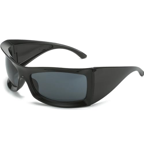 FORLUZ Übergroße Sonnenbrille Damen Vintage Luxus Herren Großer Rahmen Mode Punk Shades UV400 (Schwarz Grau) von FORLUZ