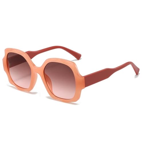 FORLUZ Übergroße Sonnenbrille für Damen, modisch, Bonbonfarben, beliebte Sonnenbrillen, UV400 (Pink-Braun-Pink) von FORLUZ