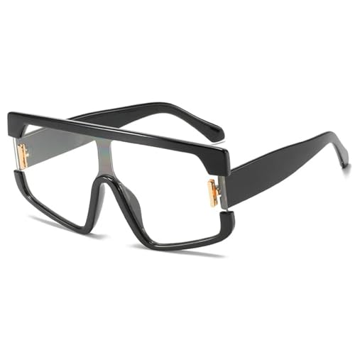 FORLUZ Übergroße Sonnenbrille für Damen, modisch, einteilig, Vintage, blau-grau, Punk-Sonnenbrille (klare Linse) von FORLUZ