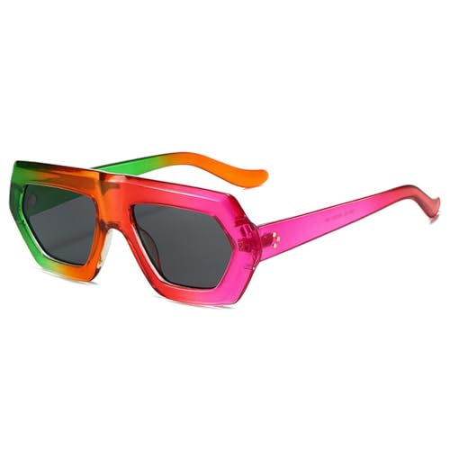 FORLUZ Unregelmäßige Damenmode Farbverlauf Sonnenbrillen Shades UV400 Retro Herren Klare Linse Brillengestell (Wie das Bild) von FORLUZ