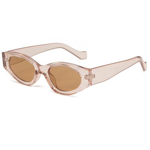 FORLUZ Vintage Cat Eye Sonnenbrille Grün Punk UV400 Schutz Ovale Form Modische Brille für Damen und Herren (Braun-Braun) von FORLUZ