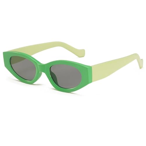 FORLUZ Vintage Cat Eye Sonnenbrille Grün Punk UV400 Schutz Ovale Form Modische Brille für Damen und Herren (Grün-GrünSchwarz) von FORLUZ