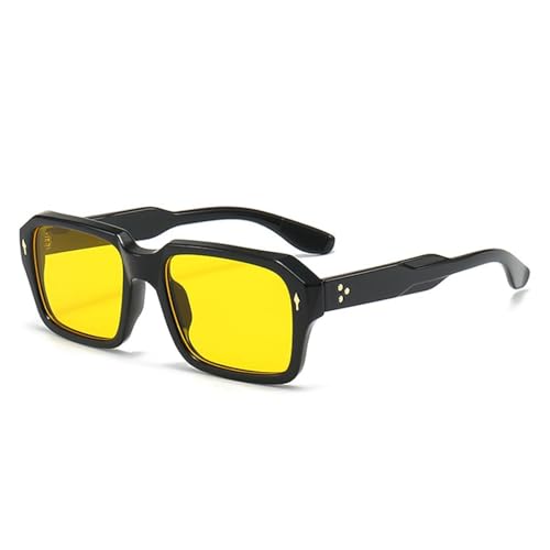 FORLUZ Vintage Damen Punk Nieten Sonnenbrille Mode Clear Ocean Gradient Lens Shades UV400 Herren Sonnenbrille (Schwarz Gelb) von FORLUZ