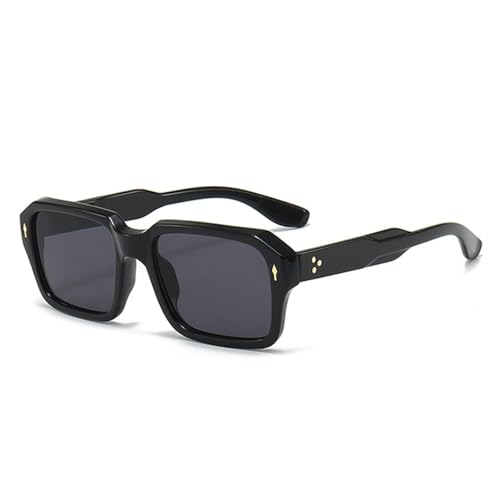 FORLUZ Vintage Damen Punk Nieten Sonnenbrille Mode Clear Ocean Gradient Lens Shades UV400 Herren Sonnenbrille (Schwarz Grau) von FORLUZ
