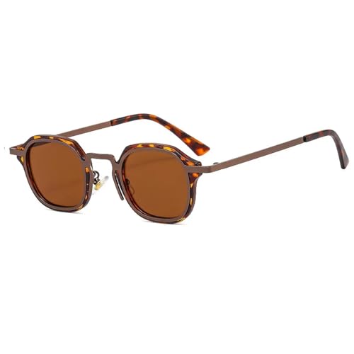 FORLUZ Vintage Kleine Damen-Sonnenbrille für Herren Beliebte Mode Verlaufsgläser UV400 (Leopard-Braun) von FORLUZ