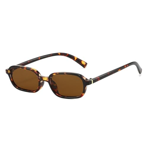 FORLUZ Vintage Kleine Rechteckige Sonnenbrille Damen Shades UV400 Mode Klare Linse Rahmen (Leopardentee) von FORLUZ