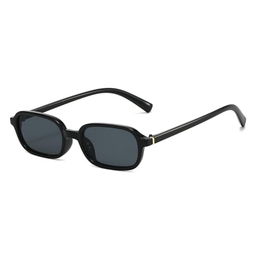 FORLUZ Vintage Kleine Rechteckige Sonnenbrille Damen Shades UV400 Mode Klare Linse Rahmen (Schwarz Grau) von FORLUZ