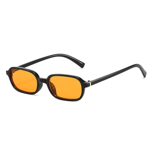 FORLUZ Vintage Kleine Rechteckige Sonnenbrille Damen Shades UV400 Mode Klare Linse Rahmen (Schwarz Orange) von FORLUZ