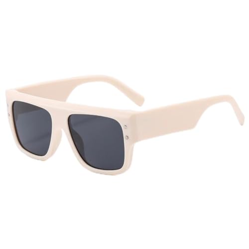 FORLUZ Vintage Luxus Übergroße Punk Sonnenbrille Damen Outdoor Sport Fahrradbrille UV400 (Beige Grau) von FORLUZ