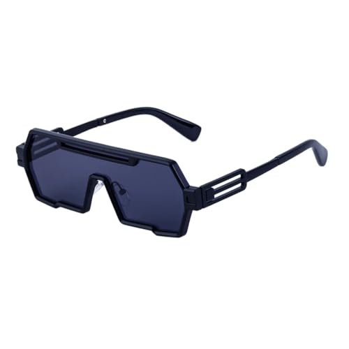 FORLUZ Vintage Metal Punk Sonnenbrille Übergroße Einteiler Sonnenbrille UV400 (Schwarz Grau) von FORLUZ