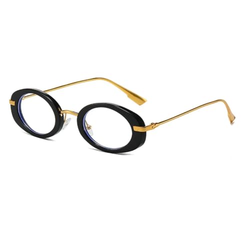 FORLUZ Vintage Metall Oval Sonnenbrille Damen Herren Punk Luxus Beliebte UV400 (Schwarz) von FORLUZ