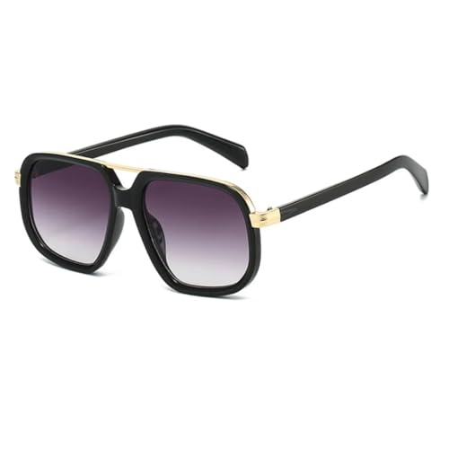 FORLUZ Vintage Metall Sonnenbrille Damen Luxus Punk Beliebte Herren Trendy Driving Outdoor Shades Uv400 (Schwarz-Grau) von FORLUZ