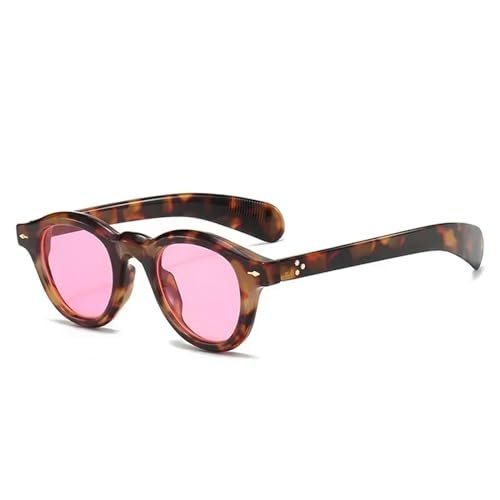 FORLUZ Vintage Ovale Sonnenbrille Damenmode Klare Ozeanlinse Grüne Farbtöne UV400 Herren (Leopardenrosa) von FORLUZ