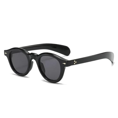 FORLUZ Vintage Ovale Sonnenbrille Damenmode Klare Ozeanlinse Grüne Farbtöne UV400 Herren (Schwarz Schwarz) von FORLUZ