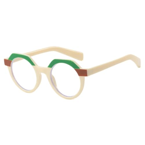 FORLUZ Vintage Punk Sonnenbrille Damen Polygon Runder Rahmen Mode Herren Sonnenbrillen Brillen UV-Schutz (Beige Klar) von FORLUZ