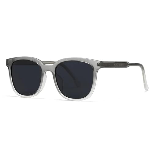 FORLUZ Vintage Rechteckige Sonnenbrille Damen Übergroße Weibliche Retro UV400 Shades Fashion (C2 Grau Schwarz) von FORLUZ