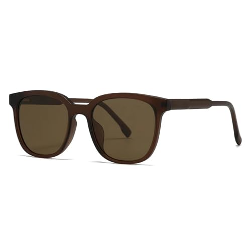 FORLUZ Vintage Rechteckige Sonnenbrille Damen Übergroße Weibliche Retro UV400 Shades Fashion (C7 Dark Tea) von FORLUZ