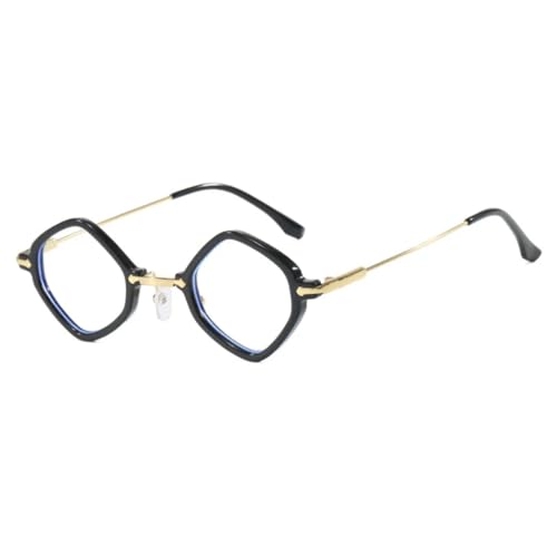 FORLUZ Vintage Rhombus Punk Sonnenbrille Damen Herren Luxus Sonnenbrille Damen Metallrahmen Autofahren Brillen (Schwarz Klar) von FORLUZ