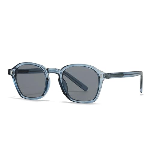 FORLUZ Vintage Runde Herren Sonnenbrille Mode Grau Lila Shades UV400 Damen Punk Nieten (C7 Hellblau Schwarz) von FORLUZ