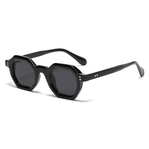 FORLUZ Vintage Sonnenbrille Damen Herren Luxus Mode Kleiner Rahmen Sonnenbrillen UV400 (C1Schwarz-Schwarz) von FORLUZ