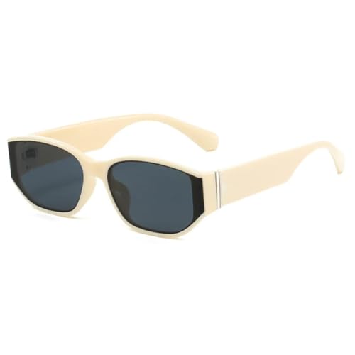 FORLUZ Vintage Sonnenbrille Damen Klassisch Damenbrille Herren Shades UV400 Steampunk Outdoor Klassisch (Beige-Schwarz) von FORLUZ