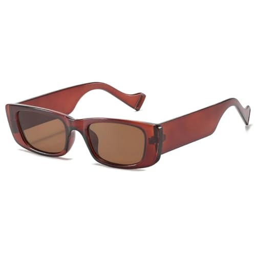 FORLUZ Vintage Sonnenbrille Damen Retro Klein Rechteckig Orange Brillen Herren (Braun-Braun) von FORLUZ