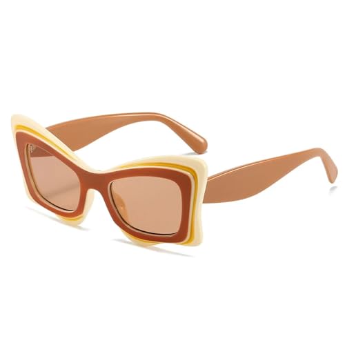 FORLUZ Vintage Sonnenbrille Damenmode Retro Trendy Shades Luxusbrille UV400 (Kaffeebraun) von FORLUZ