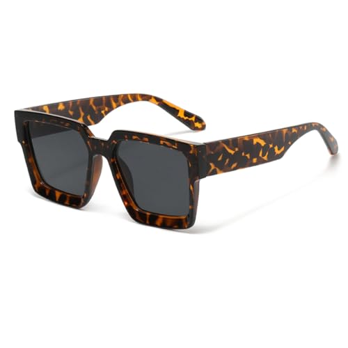 FORLUZ Vintage Sonnenbrille Herren Damen Retro Schwarz Beliebte Sonnenbrillen UV400 (Leopard) von FORLUZ