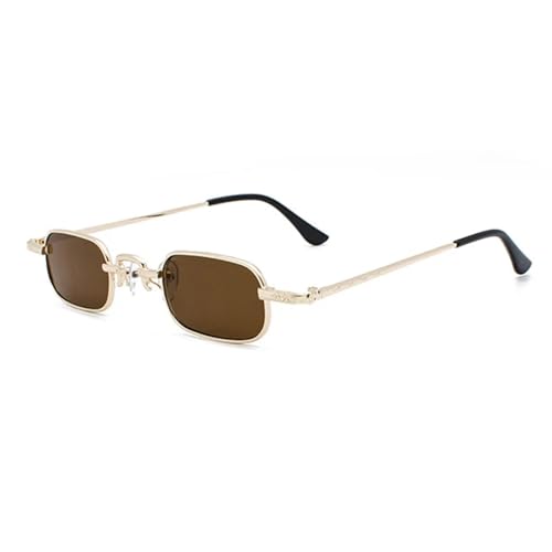 FORLUZ Vintage-Sonnenbrille für Herren, luxuriöse Sonnenbrille aus Metall, modische Brillen für Damen (C9 Goldbraun) von FORLUZ
