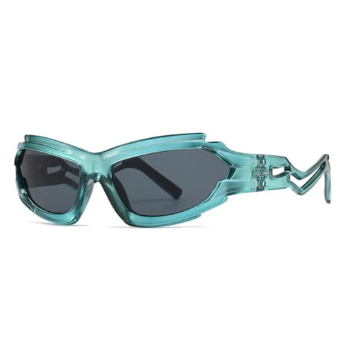 FORLUZ Vintage Unregelmäßige Cat Eye Damen Luxus Sonnenbrille Mode Einzigartige Hohlbeine Herren Shades UV400 (Blaugrau) von FORLUZ