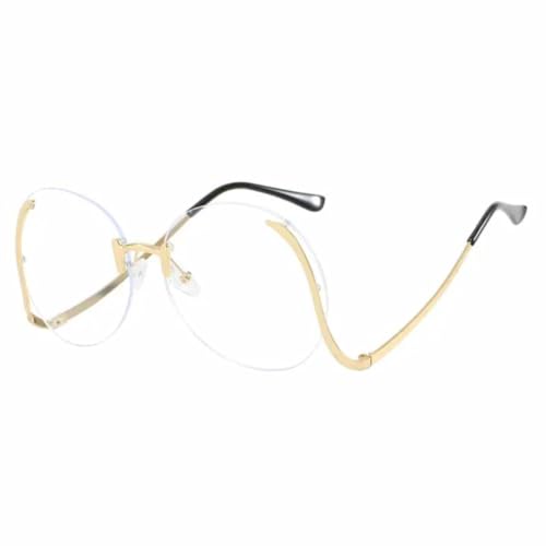 Farbverlauf Bunte Übergroße Sonnenbrille Damen Randlos Klare Sonnenbrille UV400 (Klar) von FORLUZ
