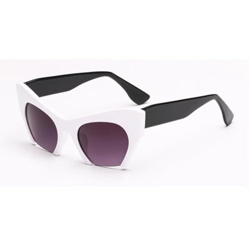 Klassische Damen-Cat-Eye-Sonnenbrille, Retro, Halbrahmen, Doppelfarbenrahmen, Farbverlauf, UV400 (Weiß, Schwarz, Grau) von FORLUZ