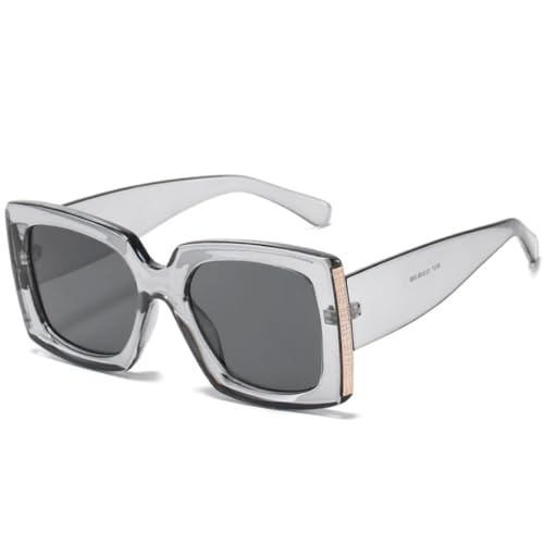 Klassische Damen-Retro-Sonnenbrille, modisch, Farbverlauf, verspiegelt, breite Beine, UV400, für Herren, trendig (grau) von FORLUZ