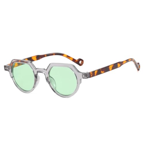Klassische Retro-Sonnenbrille mit kleinen runden Nieten für Damen und Herren, Sonnenbrillen für unterwegs, Autofahren, UV400 (Leopardengrün) von FORLUZ
