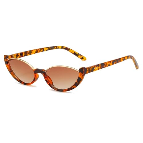 Kleine Rahmen Cat Eye Sonnenbrille Frauen Nieten Vintage Shades Weiblich UV400 (C5Leoaprd-Braun) von FORLUZ