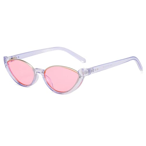 Kleine Rahmen Cat Eye Sonnenbrille Frauen Nieten Vintage Shades Weiblich UV400 (C6Lila-Pink) von FORLUZ
