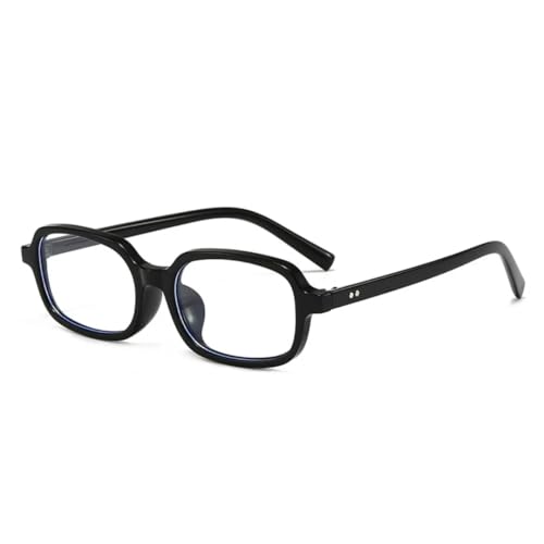 Kleine rechteckige Sonnenbrille für Damen, modisch, Bonbonfarben, UV400, Retro-Stil, für Herren, trendige Nieten, klarer Rahmen (glänzend schwarz klar) von FORLUZ
