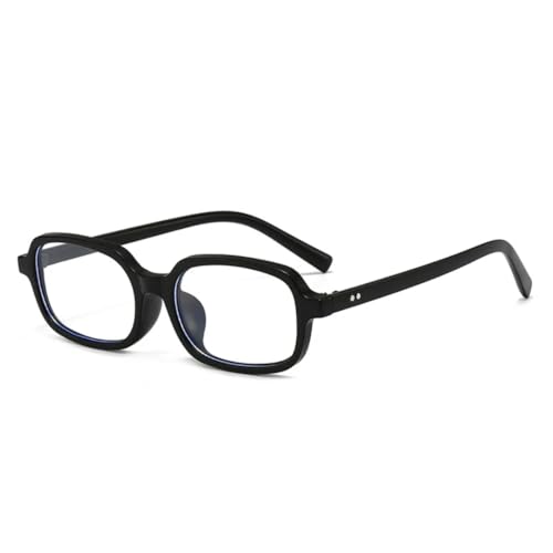 Kleine rechteckige Sonnenbrille für Damen, modisch, Bonbonfarben, UV400, Retro-Stil, für Herren, trendige Nieten, klarer Rahmen (mattschwarz, klar) von FORLUZ