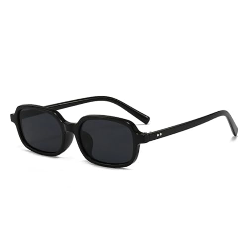 Kleine rechteckige Sonnenbrille für Damen, modisch, Bonbonfarben, UV400, Retro-Stil, für Herren, trendige Nieten, klarer Rahmen (schwarzgrau) von FORLUZ