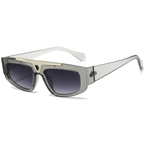 Kleiner Rahmen, modische Cat-Eye-Sonnenbrille für Damen, Doppelsteg, schmaler Farbverlauf, Brille für Herren, trendige Brillen, UV400 (grau) von FORLUZ