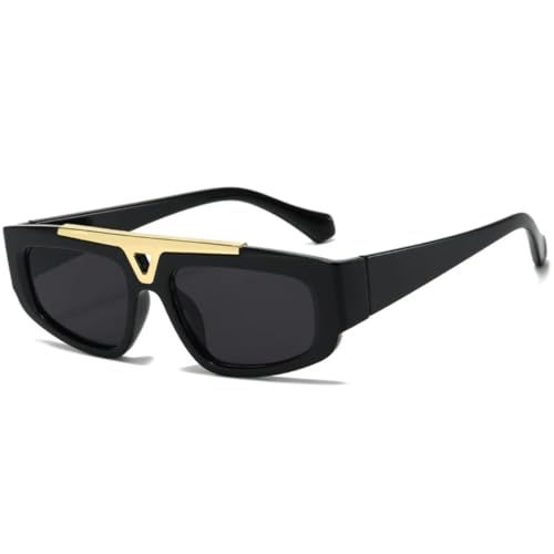 Kleiner Rahmen, modische Cat-Eye-Sonnenbrille für Damen, Doppelsteg, schmaler Farbverlauf, Brillen für Herren, trendige Brillen, UV400 (Schwarzgrau) von FORLUZ