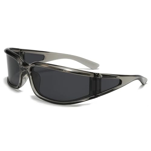 Luxuriöse, winddichte Outdoor-Sonnenbrille für Damen, Retro-Mode, Sonnenschutz, Herren, Fahrradbrille, UV400 (grau schwarz) von FORLUZ