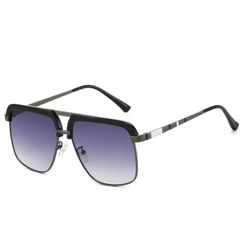 Luxuriöse ovale Sonnenbrille mit Schildpatt-Farbverlauf für Damen, Retro, Doppelsteg, dünner Rahmen, vielseitiger Trend für Herren, UV400 (schwarzgrau) von FORLUZ