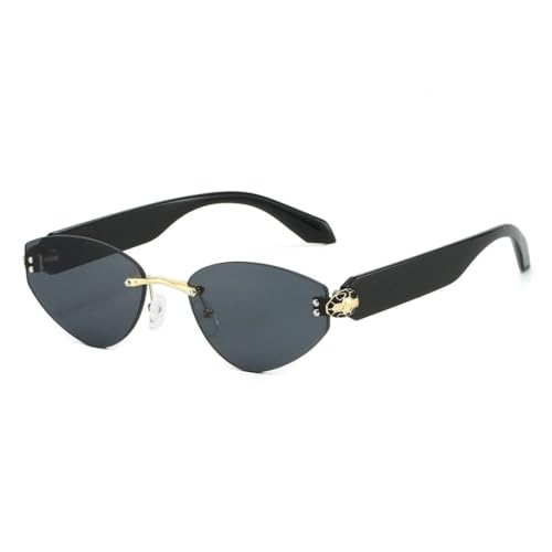 Luxuriöse rahmenlose ovale Sonnenbrille mit Farbverlauf für Damen, passend zu trendigen Herren-Sonnenbrillen mit UV400 (schwarz) von FORLUZ