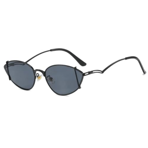 Luxus Metall Hohl Cat Eye Damen Sonnenbrille Fashion Frame Punk Trend Herren UV400 (schwarz grau) von FORLUZ