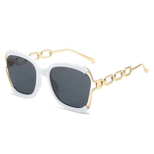 Luxus-Sonnenbrille für Damen, UV400, Retro-Kette, Metallrahmen, Sommer (weiß) von FORLUZ