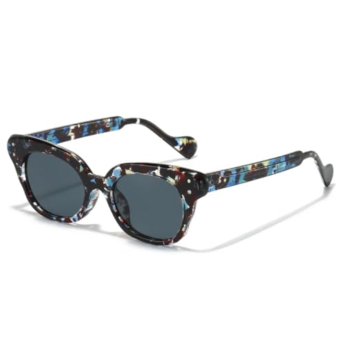 Luxus-Sonnenbrille mit Katzenaugen-Farbverlauf für Damen, Farbpaket, lässig, Herren, UV400 (blau, Leopard, schwarz) von FORLUZ